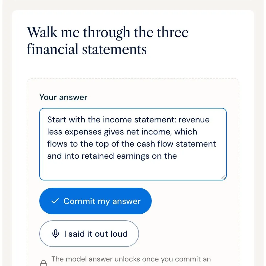 Captured from the product: the top of a drill card, with its counter, the flashcard chip, the prompt and the answer box.